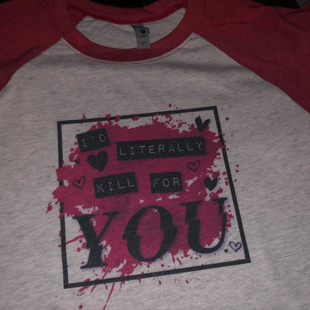 YOU Red Sleeve Raglan Medium Valentines Day